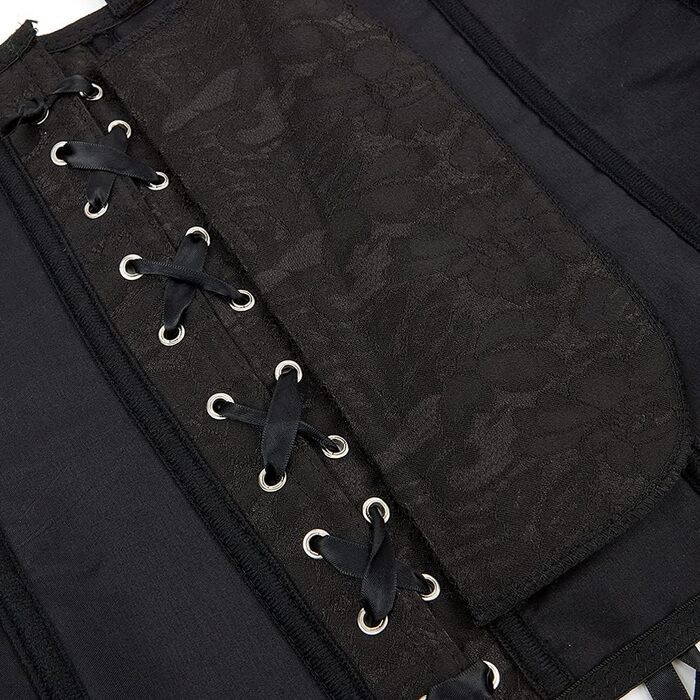 Корсет повномірного крою на блискавку, чорний, для жінок, готичний стиль (L)