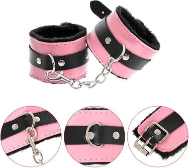 Набір для БДСМ зв'язування (12 предметів): наручники, фіксатори для щиколоток, анальний плагін, клямки для сосків, м'ячик-кнебель, перо-піксель, маска для очей, батіг, лопатка, бавовняне мотузка (рожевий та чорний)