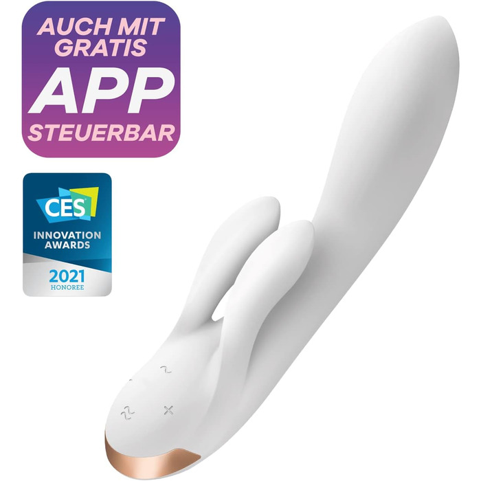 Вібратор Satisfyer Double Flex Connect з Bluetooth-додаток | Інтимні іграшки для жінок | Водонепроникний (IPX7) | Силікон преміум-якість | Заряджається | Один розмір (білий)