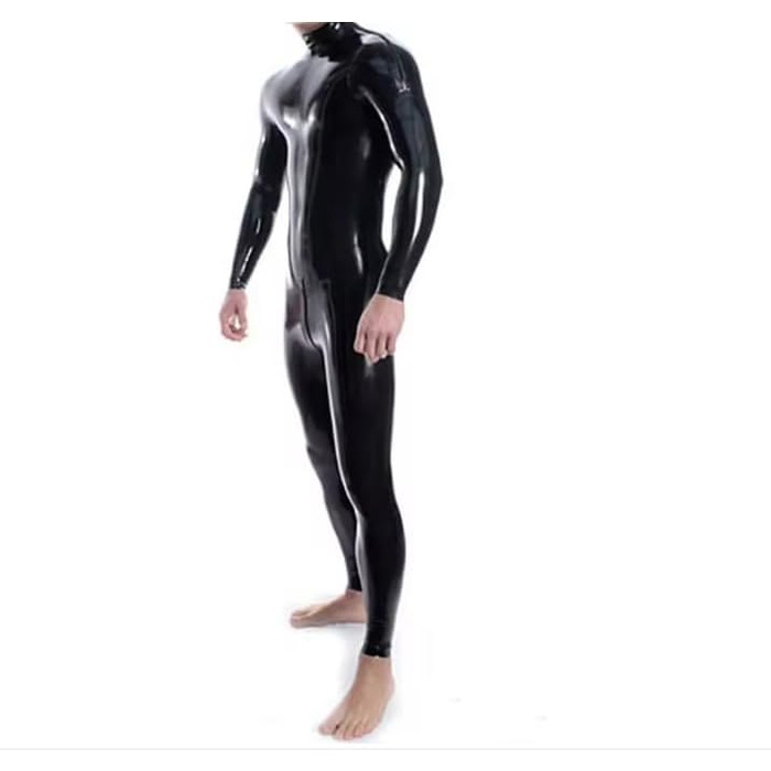 Латексний catsuit Gaylop 0,4 мм, червоний, XL: сексуальний латексний костюм з блискавкою, ручної роботи