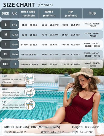 Одноцільний купальник Vancavoo з пуш-ап, шнуруванням та відкритим спиною (XXL, Бордовий)