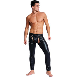 Чорні латекс-легінси з відкритим кроком для чоловіків ARIASS, сексуальна спідниця-сітка з блискавкою, клубний одяг, розмір L