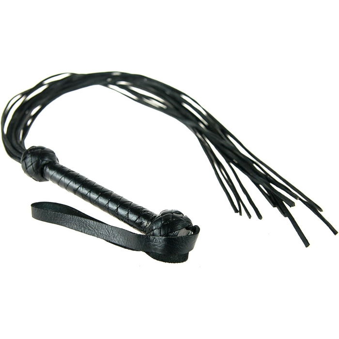 Чорна ге́ртка з преміум-шкіри буйвола, ручної роботи, 65 см - для сексу та SM