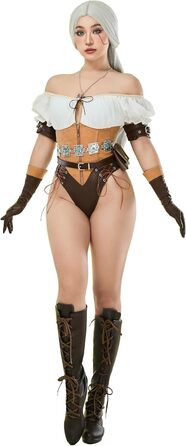 Костюм для косплею Mobbunny: сексуальний боді з поясом, рукавичками та сумкою, середньовічний стиль, Halloween, коричневий