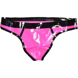 Шорти-боксери чоловічі з латексу VIYOLI, рожеві та чорні, фетиш, танга, T-back, великі розміри (3XL, XXL), ручної роботи