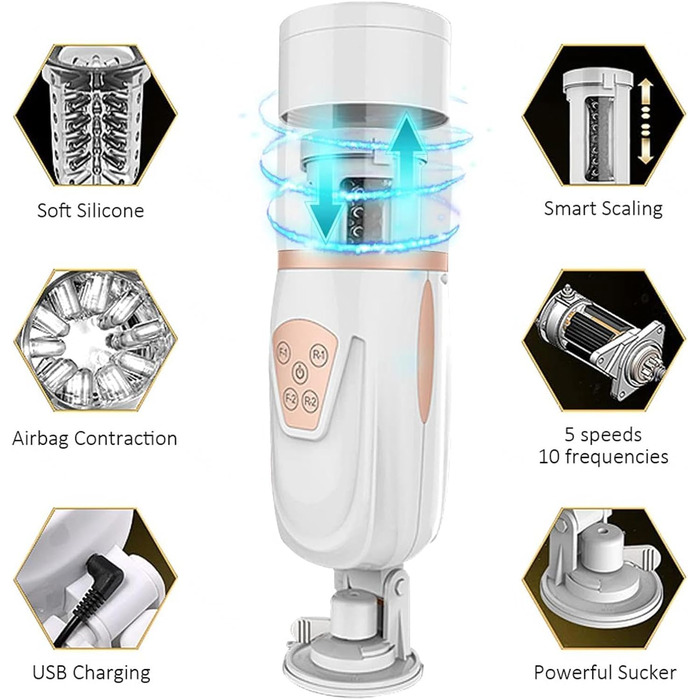 Мастурбатор з телескопічною функцією, 10 швидкостей, 3D силікон - сексуальна іграшка для дорослих