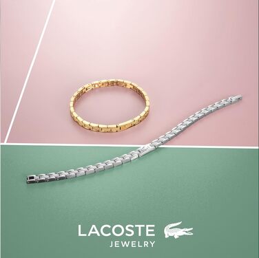 Жіночий браслет Lacoste колекції METROPOLE з застібкою-карабіном та візерунком petit piqué, золотистий