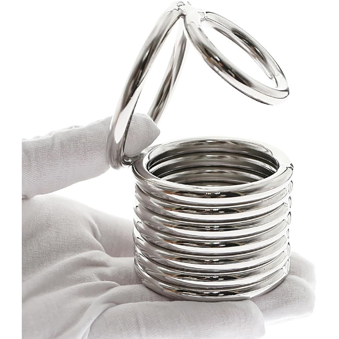 Пеніс-рінг з металу, ходентейлер, стример для яєчок, розтягувач яєчок, стример для яєчок, пристрій для яєчок, вага для яєчок, пристрій для стиснення яєчок, екстремальні сексуальні іграшки для чоловіків, срібло/7 кілець, XL, XL, срібло/7 кілець