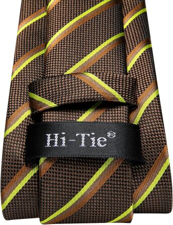 Набір чоловічих аксесуарів Hi-Tie: класична краватка в смужку (колір кава), запонки та кишенькова хустка