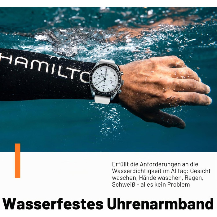 Ремінець для годинника Watchdives з фторкаучуку, білий, 21 мм — м'який замінний браслет зі швидким випуском та фрезерованою застібкою для чоловіків та жінок