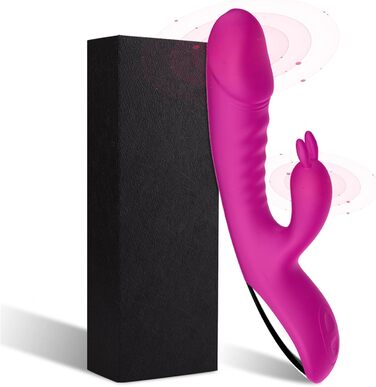 Вібратор силіконовий для G-точки з 10 режимами вібрації, нагріванням, для жінок. Кролик, Dildo, Рожевий