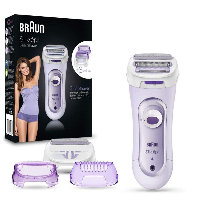 Електрична бритва для жінок Braun Silk-épil LS 5560, бездротовий жіночий тример з 3 насадками