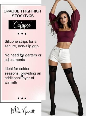 Чорні панчохи до стегон Mila Marutti для жінок, розмір M-L, виготовлено в ЄС