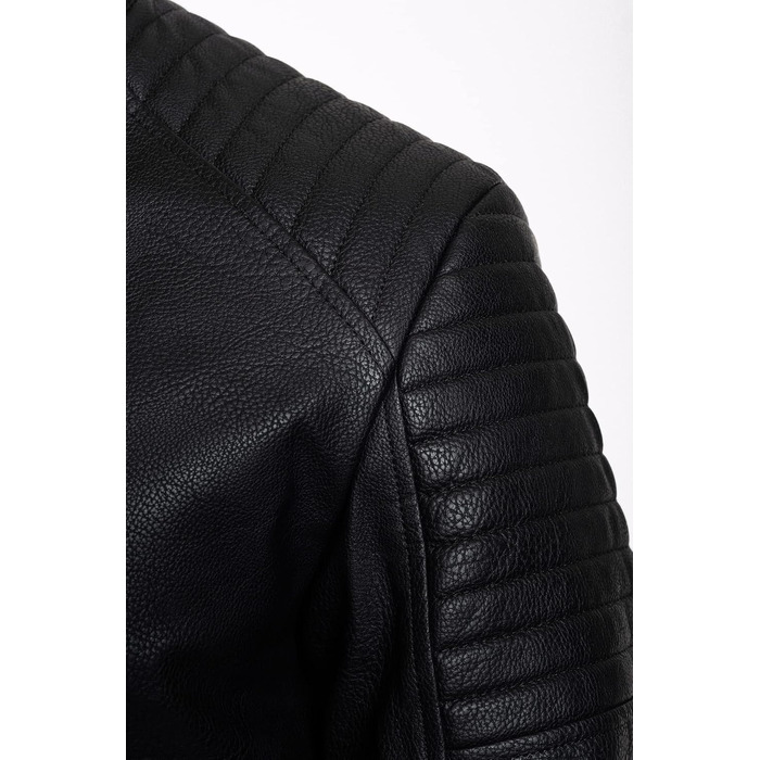 Чоловіча шкіряна куртка-байкер Jack & Jones штучна шкіра, чорна (Розмір L, модель Jate)