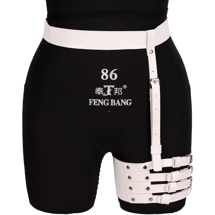 Жіночий шкіряний повзунок для панчіх, корсетний пояс, регульований, повзунок для ніг, каге для тіла, панчохи, стрічки для стегон (білий)