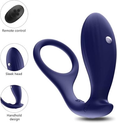 Анальні вібратори PQKuss для пар: стимулятор простати з 3 режимами шоку та 10 вібрацій, електричний анальний плагін та кільце для пеніса, силікон