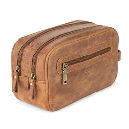 Шкіряна косметичка для подорожей Berliner Bags Vintage Kulturbeutel Max, велика сумка для гігієни з 2 відділеннями, унісекс, колір коричневий камель