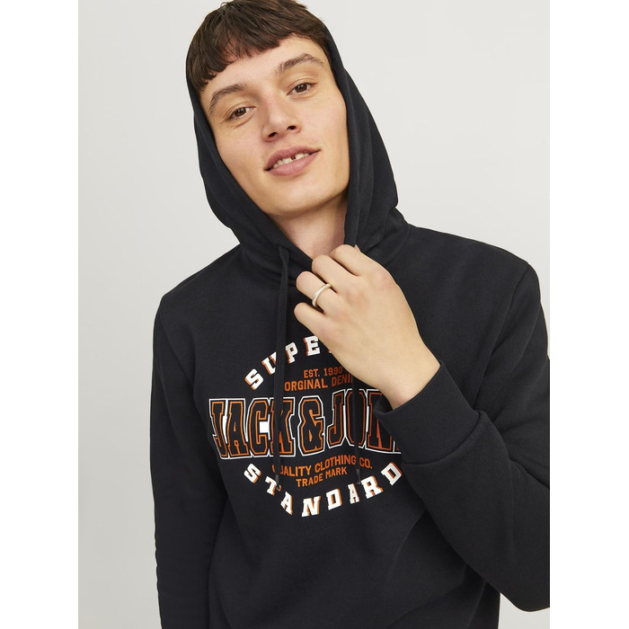 Чоловіча велика худі Jack & Jones Plus Size з логотипом, чорна