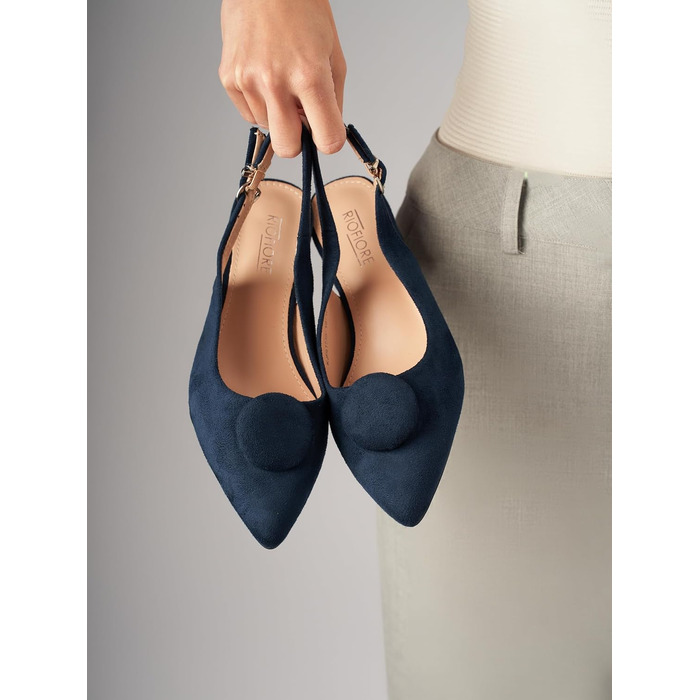 Жіночі туфлі-човники Slingbacks з відкритим каблуком, стійкий каблук 4 см, штучна замша, комфортні класичні пампи, темно-синій (Navy), розмір 35 EU