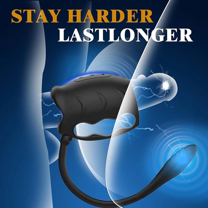 Вібратор для чоловіків з подвійним кільцем для статевого члена та анальним отвором, 2 мотори, 10 режимів, масажер простати, секс-іграшка