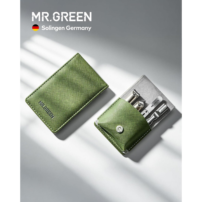Набір для догляду за нігтями MR.GREEN (4 предмети): професійні кусачки для нігтів, пилка та пінцет із німецької нержавіючої сталі в шкіряному чохлі, унісекс