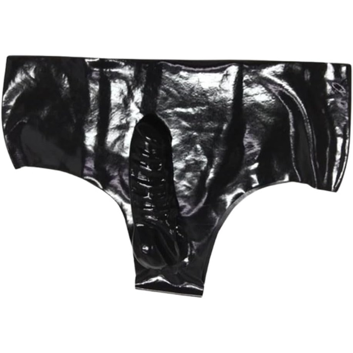 Латексні труси ALMYMM для чоловіків з захистом для статевого члена, облягаючі, екзотичні шорти, BDSM спідня білизна, фетиш, косплей, чорний, універсальний розмір XL