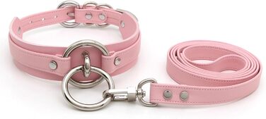 Чокер з кільцем Lalatia для жінок, рожевий, зі штучної шкіри, з шнурком, срібло
