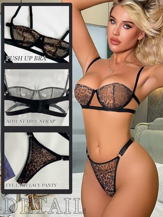 Комплект спідньої білизни Dlsave Daen Dessous з гепардового плетіння (S)