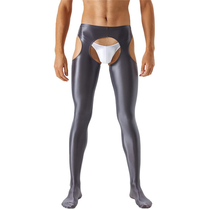 Чоловічі колготки Bciopll з відкритим промером та вирізом, середня талія, еластичний пояс, скінні легінси XL чорного кольору