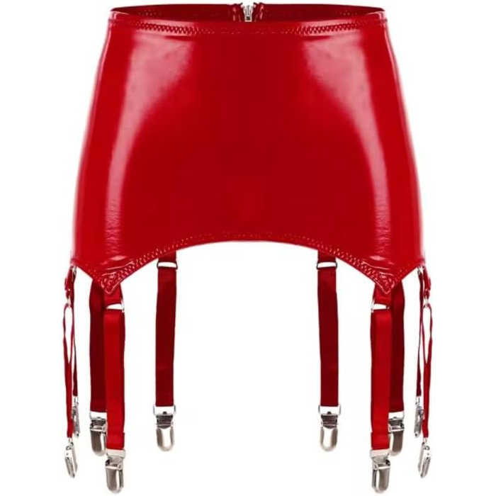 Жіночі стрічкоподібні стрічки для волосся, пояси, спідниці, шкіряні стрічки з металевими кліпсами, аксесуари для клубної моди, червоний колір, розмір 46