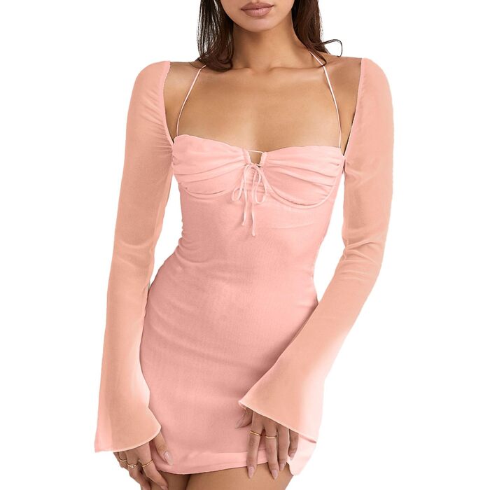 Сучасна жіноча блуза HIBHABY з довгим рукавом (XS, Рожева)