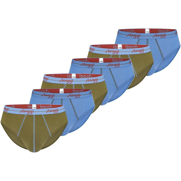 Sloggi 6 шт. чоловіча труси Start - труси-сліп, бавовна, дихаюча тканина (L, синій/зелений)