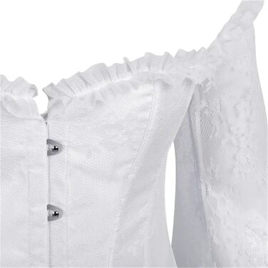 Корсетне плаття WDSBZNB для жінок, біле корсет-топ у великих розмірах, бюстгальтер, жилет, мереживо, квітковий принт, мідер з довгим рукавом (2XL) XXL White