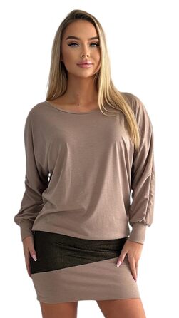 Сукня святкова Daen з блискітками, туніка-светр (S, L, XL, XXL), колір капучино