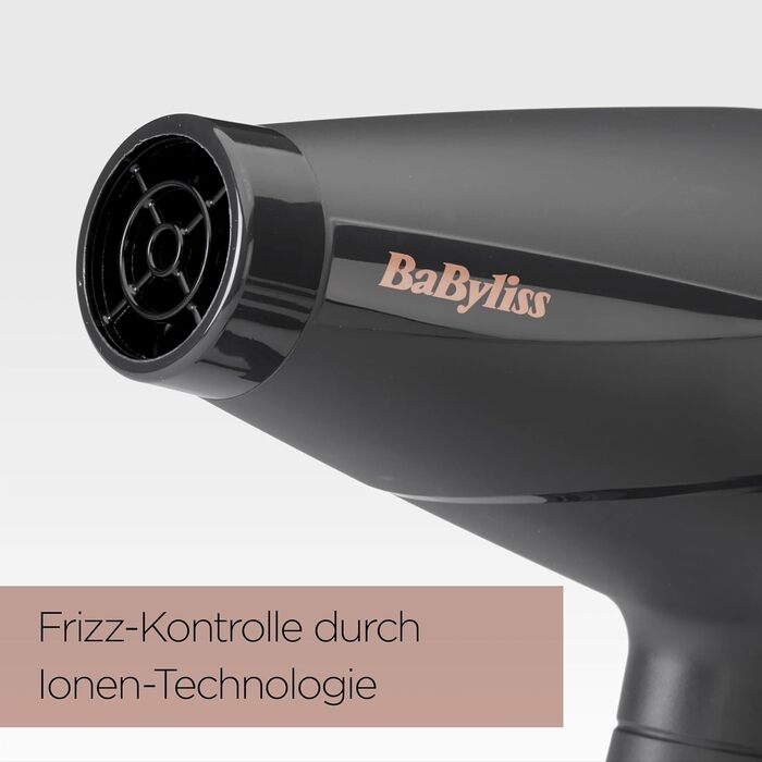Фен для волосся BaByliss Smooth Pro 6709DE з дифузором, 2100 Вт, іонна технологія проти пухнання, 3 температурні режими, чорний