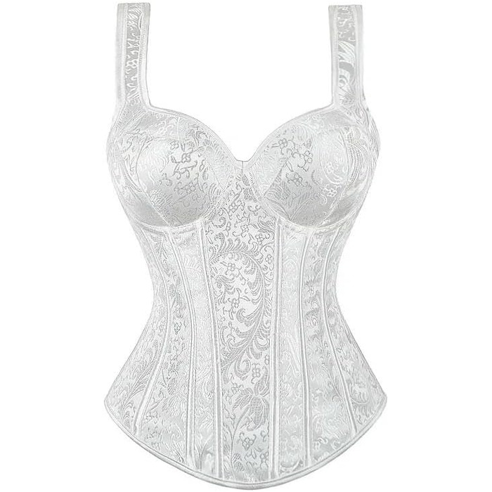 Корсет для жінок YLCYDLYU Jacquard з відкритими плечима, великий розмір, корсет-топ, корсет-бюстгальтер, стимпанк, шнуровка, кістки, білий XXL