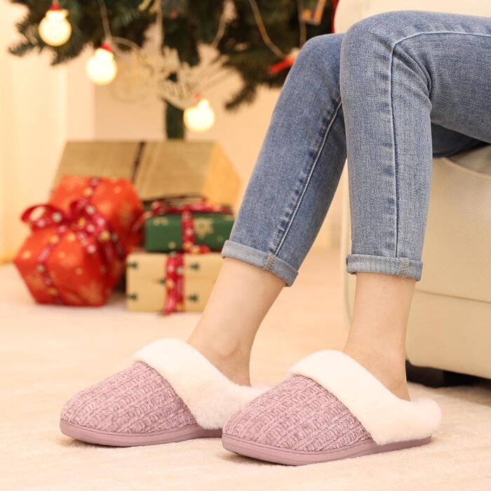 Жіночі зимові капці Evshine з плюшу та ефектом пам'яті (Memory Foam), рожеві, розмір 38/39 EU