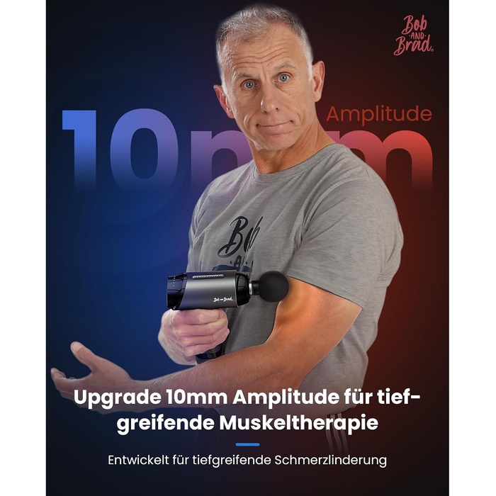 Перкусійний масажер Bob and Brad T2 Pro з функцією підігріву та охолодження, 3200 об/хв, амплітуда 10 мм, чорний глянцевий