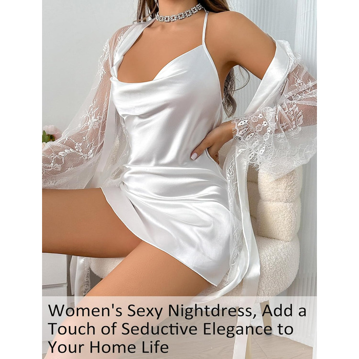 Халат жіночий FEOYA з коротким рукавом, нічна сорочка, легкий бандаж, білий, XL