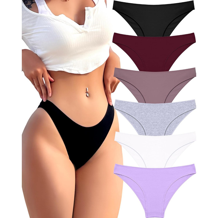 Жіноча бавовняна білизна FINETOO (6 шт. у наборі): низька посадка, бразильяни, висока посадка, дихаюча, сексуальна, розміри S-X
