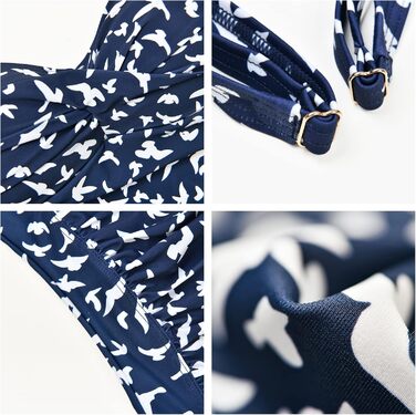 Купальник жіночий винтажний push-up monokini великих розмірів (C-DD) Marineblau, 46