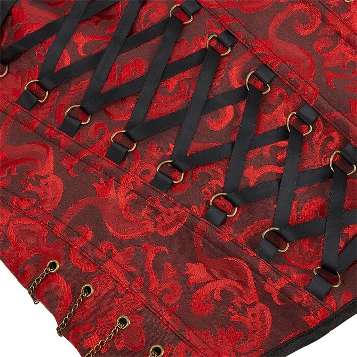 Жіночий топ-корсет Grebrafan у готичному стилі з бретелями, чорний та червоний, розмір 38-40