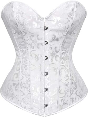 Корсетний топ CSKJ для жінок: готичний, вінтажний корсет, годинниковий корсет, повний бюст, зручний корсет, нижня білизна, корсет для вечірки, карнавалу, костюмів (Vampir, Steampunk, Piratenkostüm), 5XL, білий