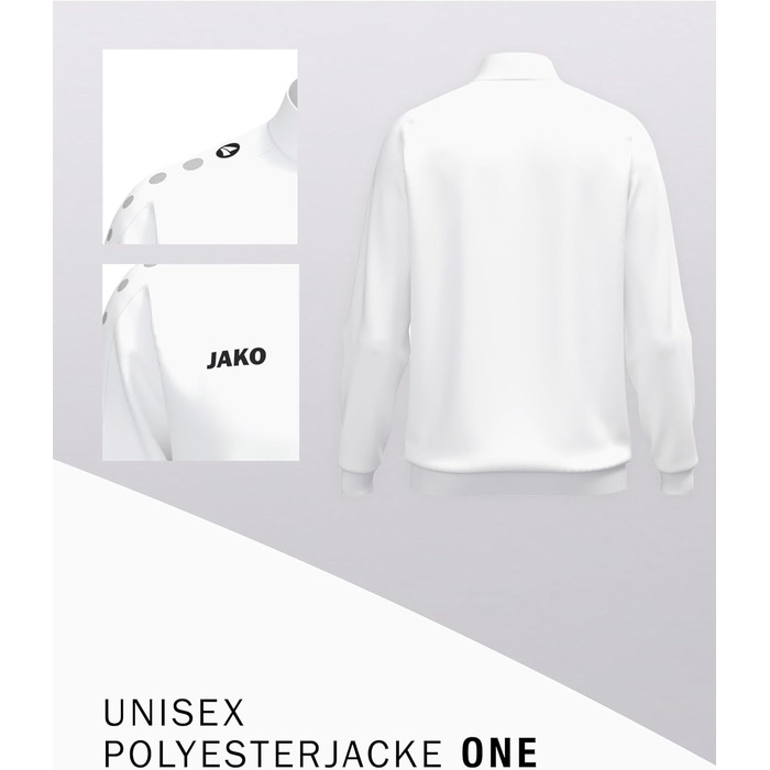 Спортивна куртка JAKO One унісекс із переробленого поліестеру з функцією Keep Dry для тренувань та відпочинку, біла, розмір XL