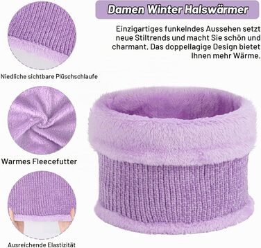 Жіночий зимовий комплект ZASFOU: шапка-біні, шарф-хомут та сенсорні рукавички з ченильє, фіолетові, універсальний розмір