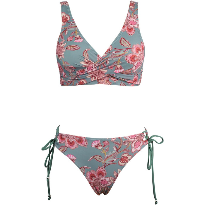 CUPSHE БІКІНІ жіночий, комплект, зав'язування, квітковий принт, низька посадка, шнурівка, двочастинний купальник, зелений L