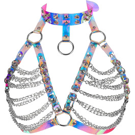 Жіночий шкіряний корсет-нагрудник PETMHS Punk Gothic з лазерним малюнком