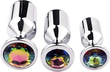 Анальний плагін Linman Metall Konischer для жінок. 3 розміри, діамантовий цоколь. Холодна та гаряча стимуляція. SM-іграшка. Анальні розширювачі. (Синій)