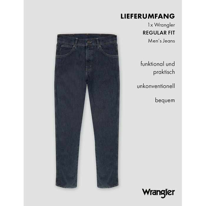 Чоловічі джинси Wrangler Regular Fit Durables Stonewash, темно-сині (Darkstone Blue), 33W / 32L
