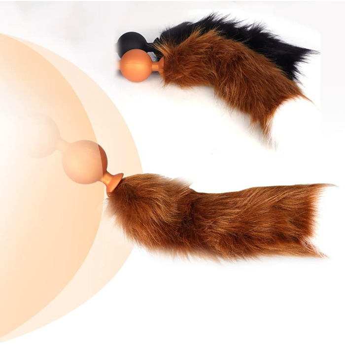 Анальні кульки з силікону NAIXBTY Foxtail: 9 кульок, гнучкі, для стимуляції, силікон, золото+чорний